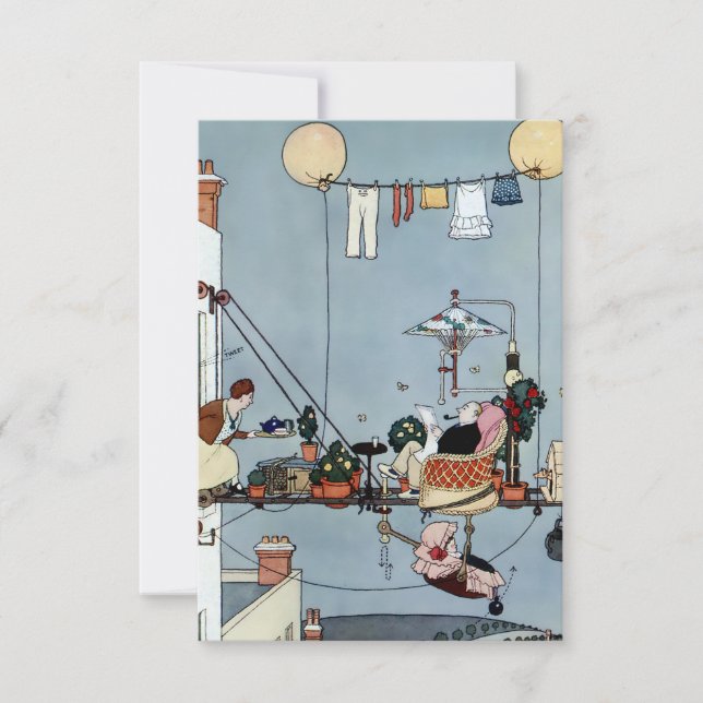 Tarjeta De Agradecimiento "The Folding Garden" de W Heath Robinson (Anverso)