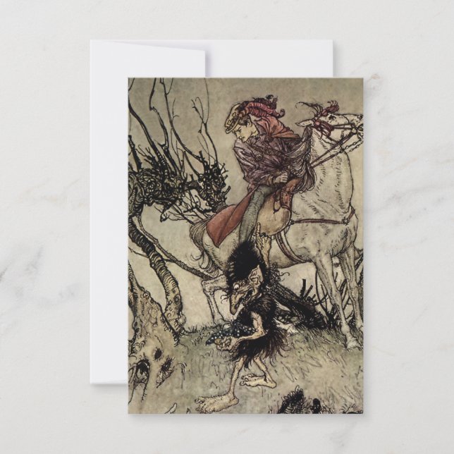 Tarjeta De Agradecimiento "The Knight and Gnome" de Arthur Rackham (Anverso)