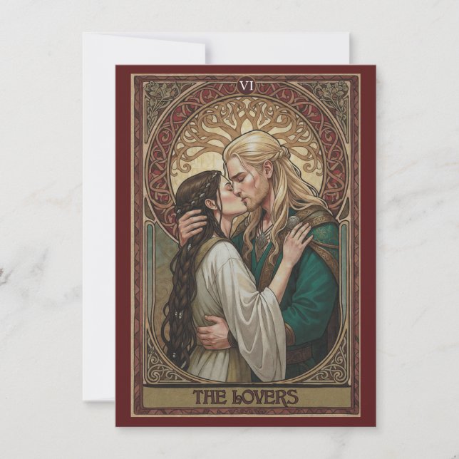 Tarjeta De Agradecimiento The Lovers Tarot Art Flat Thank You Card  (Anverso)