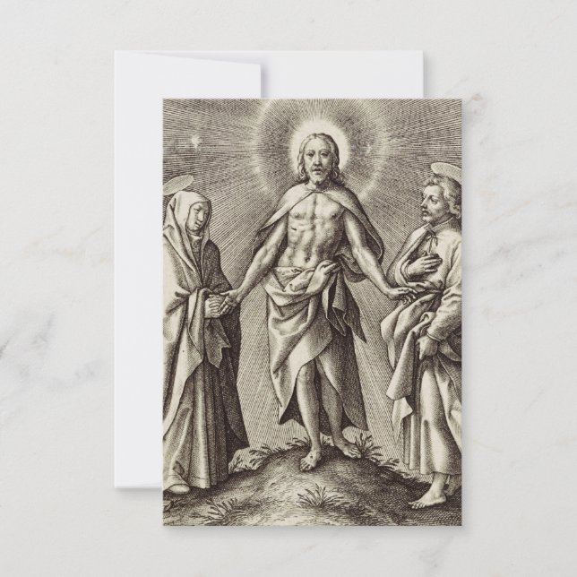 Tarjeta De Agradecimiento The Risen Christ on the Hill Holy Card (Anverso)