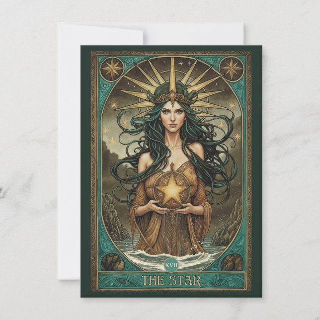 Tarjeta De Agradecimiento The Star Tarot Art Flat Thank You Card (Anverso)