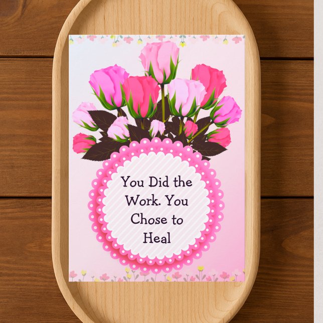 Tarjeta De Agradecimiento Therapy Completion Card – Pink Floral Empowerment  (Subido por el creador)