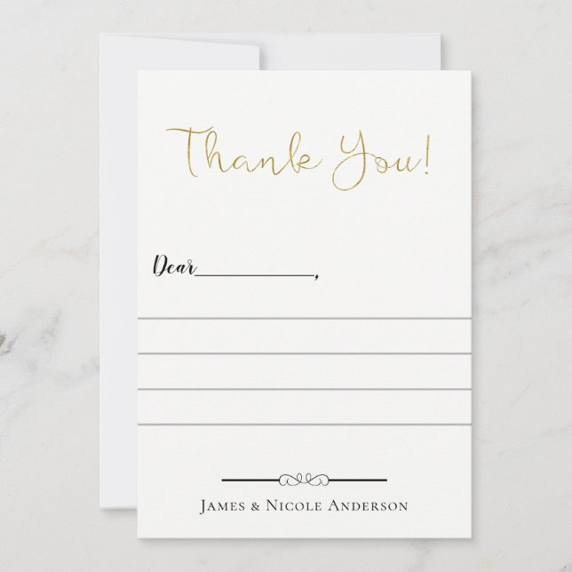 Tarjeta De Agradecimiento Thin Gold Modern Script Full Photo Gracias (Anverso)