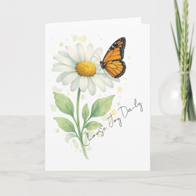 Tarjeta De Agradecimiento Thinking of You Notecard - Daisy & Butterfly (Anverso)