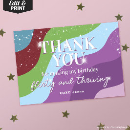 Tarjeta De Agradecimiento Thirty Flirty & Thriving 30th Birthday Party