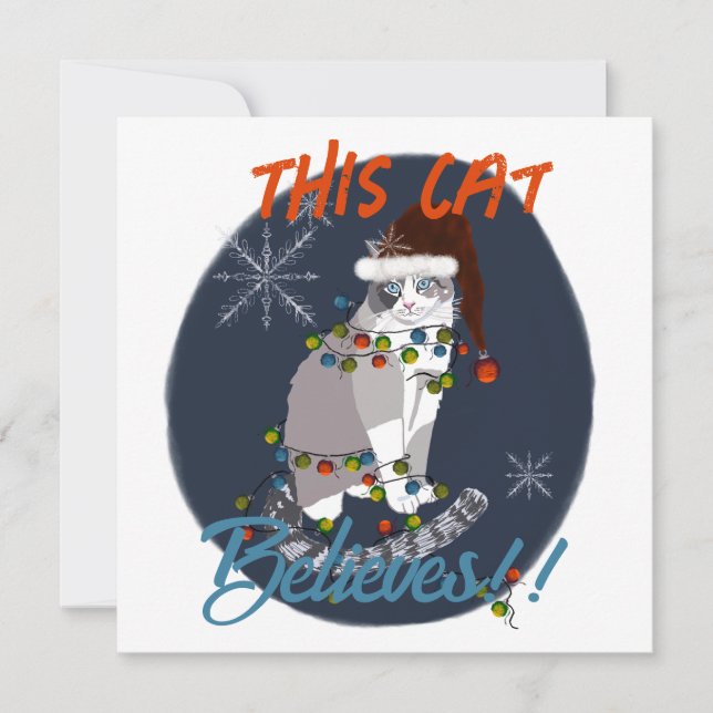 Tarjeta De Agradecimiento This Cat Believes Holiday Card (Anverso)