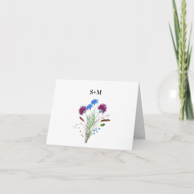 Tarjeta De Agradecimiento Thistle Floral Scottish Wedding (Anverso)