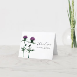 Tarjeta De Agradecimiento Thistle Purple Scottish Floral Boda Gracias