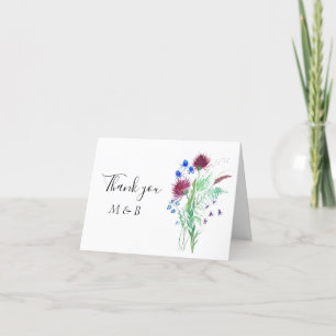 Tarjeta De Agradecimiento Thistle Purple Scottish Floral Boda Gracias