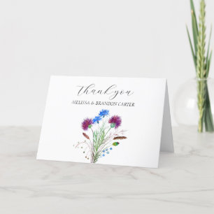 Tarjeta De Agradecimiento Thistle Purple Scottish Floral Boda Gracias