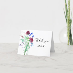 Tarjeta De Agradecimiento Thistle Purple Scottish Floral Boda Gracias