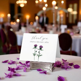 Tarjeta De Agradecimiento Thistle Purple Scottish Floral Boda Gracias
