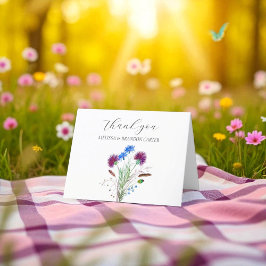 Tarjeta De Agradecimiento Thistle Purple Scottish Floral Boda Gracias