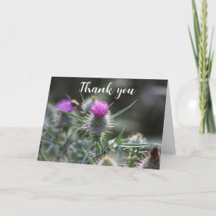 Tarjeta De Agradecimiento Thistle Purple Scottish Floral Boda Gracias