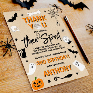 Tarjeta De Agradecimiento Three Spirit! Cumpleaños 3 de Halloween
