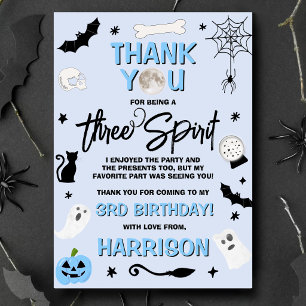 Tarjeta De Agradecimiento Three Spirit! Cumpleaños de Halloween número 3 de