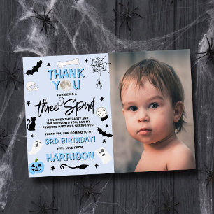 Tarjeta De Agradecimiento Three Spirit! Niños Foto de cumpleaños de Hallowee