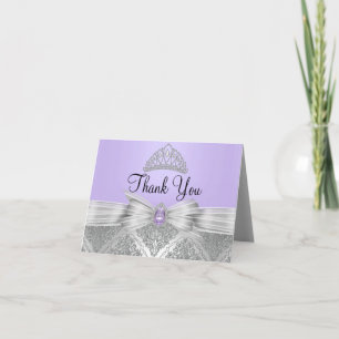Tarjeta de agradecimiento Tiara & Damask Plateado 