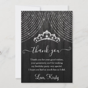 Tarjeta De Agradecimiento Tiara de diamantes de plata en fiesta de cumpleaño