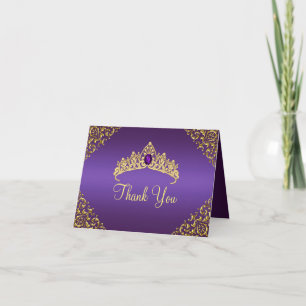 Tarjeta de agradecimiento Tiara de joyas doradas y