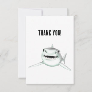 Tarjeta De Agradecimiento tiburón acuarela sonriendo gris verde océano anima