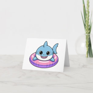 Tarjeta De Agradecimiento Tiburón bebé lindo con flotador   Niños