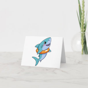 Tarjeta De Agradecimiento Tiburón bebé lindo con flotador   Niños