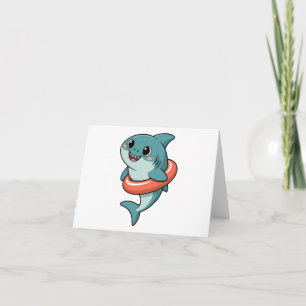Tarjeta De Agradecimiento Tiburón bebé lindo con flotador   Niños
