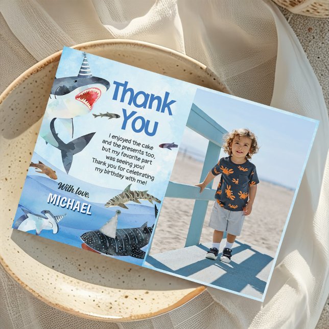 Tarjeta De Agradecimiento Tiburón jawsome Under Sea Birthday Photo (Subido por el creador)