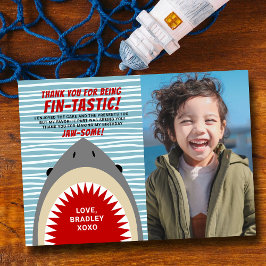 Tarjeta De Agradecimiento Tiburón muerde cualquier edad foto de cumpleaños