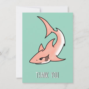 Tarjeta De Agradecimiento tiburón rosa semana dibujos animados tatuaje arte