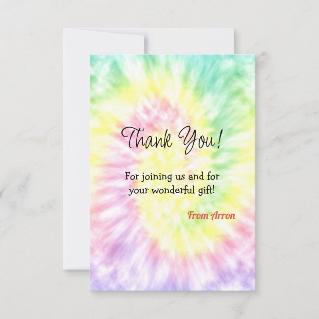 Tarjeta De Agradecimiento Tie Dye Birthday (Anverso)