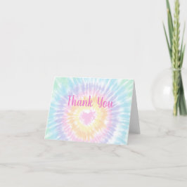 Tarjeta De Agradecimiento Tie Dye Pastel Rainbow Boho Hippie Gracias