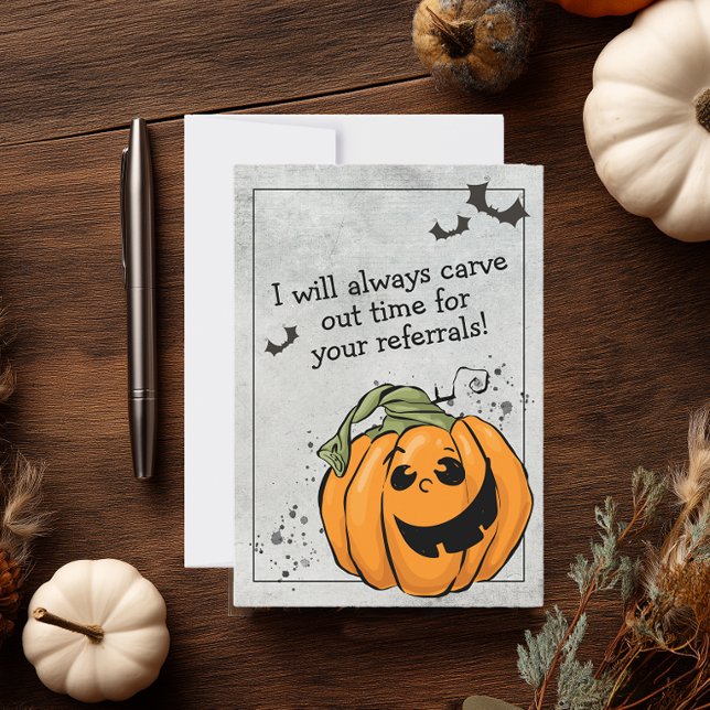 Tarjeta De Agradecimiento Tiempo de tallado para su halloween de referencia (Cute Halloween Business Marketing Card)