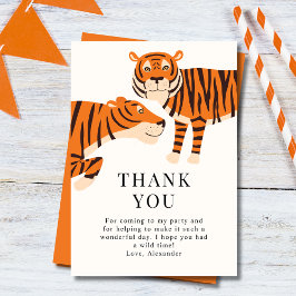 Tarjeta De Agradecimiento Tierno Safari de Tigres Salvajes Cumpleaños de Niñ