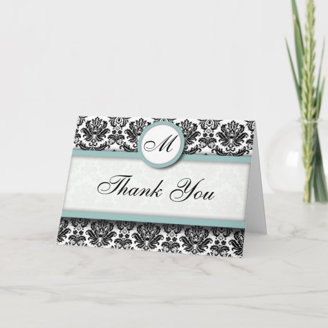 Tarjeta De Agradecimiento Tiffany Damask Gracias Cartas (Anverso)