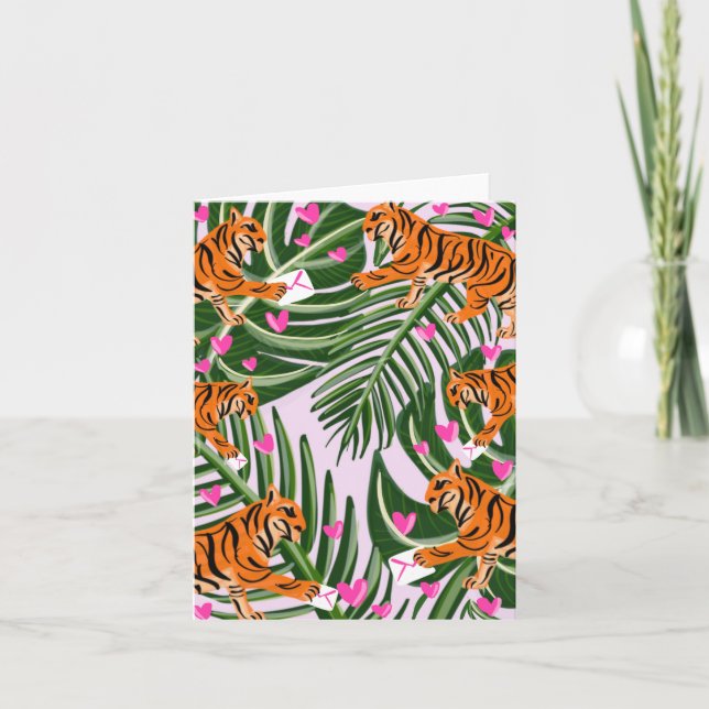 Tarjeta De Agradecimiento Tiger Valentine Notecard (Anverso)