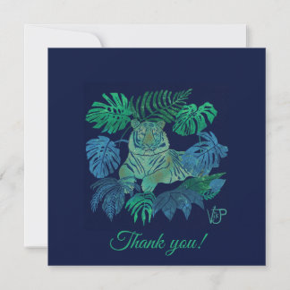 Tarjeta De Agradecimiento Tigre de la jungla azul
