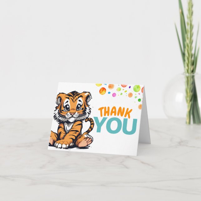 Tarjeta De Agradecimiento Tigre Personalizado y impresión animal - en blanco (Anverso)