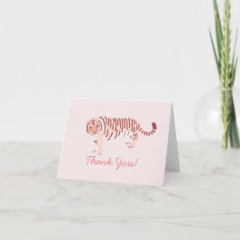 Tarjeta De Agradecimiento Tigre Simple Rosa