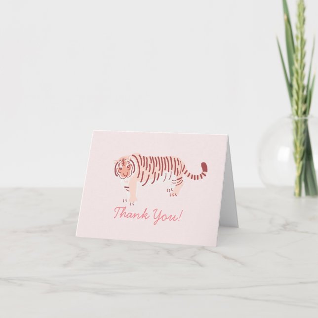 Tarjeta De Agradecimiento Tigre Simple Rosa (Anverso)