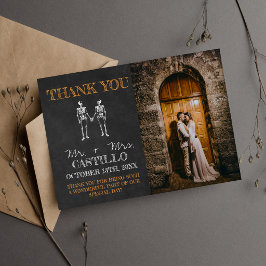 Tarjeta De Agradecimiento Til Death Halloween Esqueleto Naranja