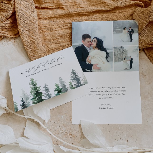 Tarjeta De Agradecimiento Timber Grove | Boda de Winter Pine (Subido por el creador)