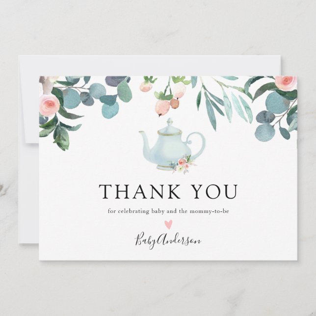Tarjeta De Agradecimiento Time for Tea Baby Shower Gracias (Anverso)