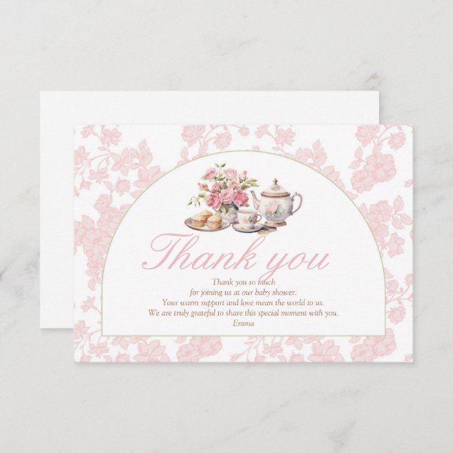 Tarjeta De Agradecimiento Time for Tea Baby Shower Thank You (Anverso / Reverso)