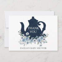 Tarjeta de agradecimiento Time for Tea Shower Blue