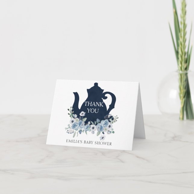 Tarjeta de agradecimiento Time for Tea Shower Blue (Anverso)