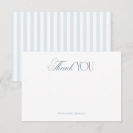 Tarjeta De Agradecimiento Timeless Script Coastal Blue Stripes Bridal Shower