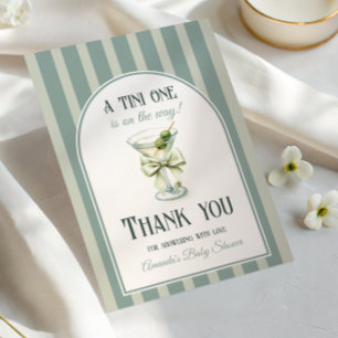 Tarjeta De Agradecimiento Tini de lazo retro minimalista para baby shower de