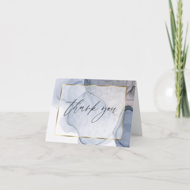 Tarjeta De Agradecimiento Tinta abstracta de alcohol ciruela polvo malva  (Anverso)